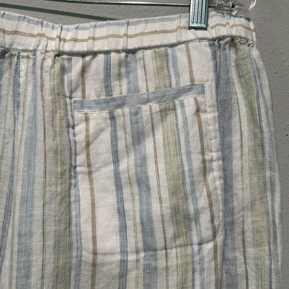 Kate Hill Casual Linen Pants XL Striped Pocket Drawstring Beach Coastal Boho - Picture 9 of 15